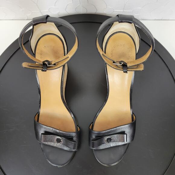 Marc by Marc Jacobs Logo Disc Womens Sandals Size 9 Black Cork Leather Wedge - Picture 11 of 16
